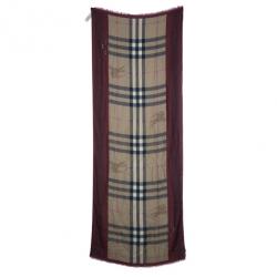 مملوكة مسبقًا Burberry Novacheck Modal and Cashmere Red Stole