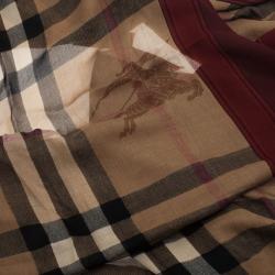 مملوكة مسبقًا Burberry Novacheck Modal and Cashmere Red Stole
