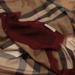 مملوكة مسبقًا Burberry Novacheck Modal and Cashmere Red Stole