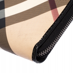 Pre Owned Burberry Beige/Black Nova Check PVC and Patent Leather Zip-Around Ipad Case
