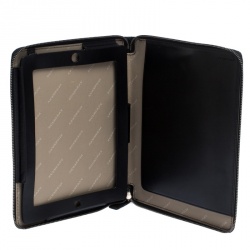 Pre Owned Burberry Beige/Black Nova Check PVC and Patent Leather Zip-Around Ipad Case