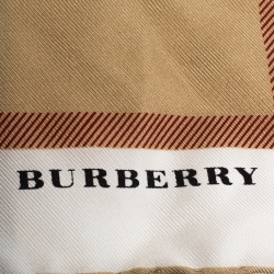Burberry Beige House Check Print Silk Square Scarf