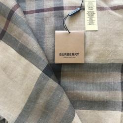 Pre Owned وشاح بربري صوف حرير كاروهات بيج