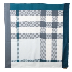 Pre Owned وشاح بربري حرير كاروهات أزرق و أخضر مربع