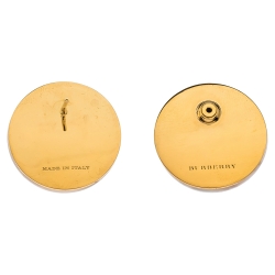 Pre Owned Burberry Marbled Resin Sphere Gold Tone Stud Earrings
