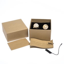 Pre Owned Burberry Marbled Resin Sphere Gold Tone Stud Earrings