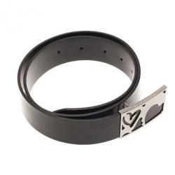 مملوكة مسبقًا حزام بربري إبزيم قلب جلد أسود 80 سم