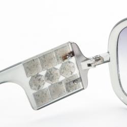 Pre Owned Burberry Clear Oversized Round Framed Sunglasses