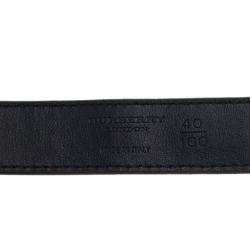 Pre Owned Burberry Novacheck Canvas Logo Plaque Belt 100CM