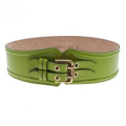 Pre Owned Burberry Prorsum Green Patent Leather Corset Belt 80CM