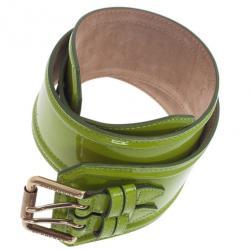 Pre Owned Burberry Prorsum Green Patent Leather Corset Belt 80CM