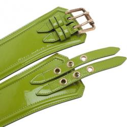 Pre Owned Burberry Prorsum Green Patent Leather Corset Belt 80CM