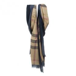 Pre Owned Burberry Novacheck Modal and Cashmere Brown Stole