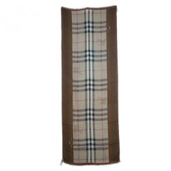 Pre Owned Burberry Novacheck Modal and Cashmere Brown Stole