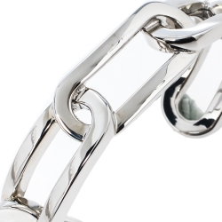 Pre Owned Burberry Chain Link Motif Palladium Plated Open Cuff Bracelet M