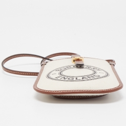Pre Owned Burberry Off White/Brown Canvas And Leather Anne Phone Case