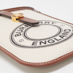 Pre Owned Burberry Off White/Brown Canvas And Leather Anne Phone Case