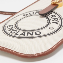 Pre Owned Burberry Off White/Brown Canvas And Leather Anne Phone Case