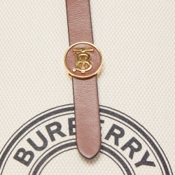 Pre Owned Burberry Off White/Brown Canvas And Leather Anne Phone Case