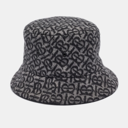 Burberry Grey Monogram Wool Bucket Hat M