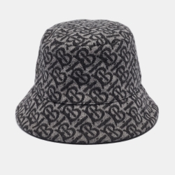 Burberry Grey Monogram Wool Bucket Hat M