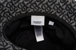 Pre Owned Burberry Grey Monogram Wool Bucket Hat M