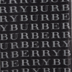مملوكة مسبقًا Burberry Monochrome Logo Printed Silk Scarf