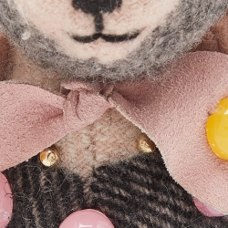 Pre Owned Burberry Pink/Grey Cashmere and Leather Thomas Bear Bag Charm