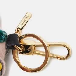 Pre Owned Burberry Pink/Grey Cashmere and Leather Thomas Bear Bag Charm