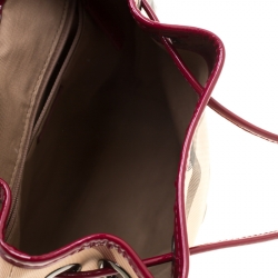 Burberry Beige/Red PVC and Patent Leather Backpack