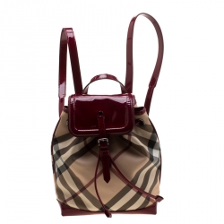 Burberry Beige/Red PVC and Patent Leather Backpack
