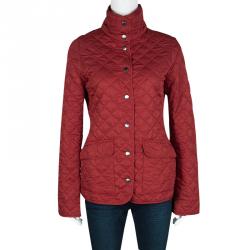 Pre Owned Burberry Brit Red Diamond Quilted Button Front Jacket XS
