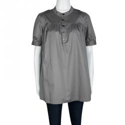 Pre Owned Burberry Brit Grey Cotton Short Sleeve Tunic M
