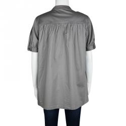 Pre Owned Burberry Brit Grey Cotton Short Sleeve Tunic M