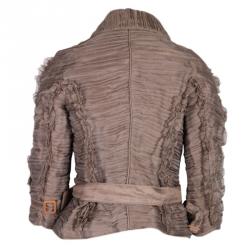 مملوكة مسبقًا Burberry Beige Pleated Belted Jacket L