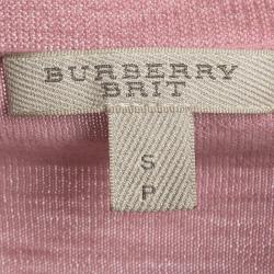 Pre Owned Burberry Brit Pink Merino Wool Elbow Patch Detail Sweater S