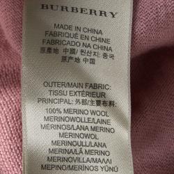 Pre Owned Burberry Brit Pink Merino Wool Elbow Patch Detail Sweater S