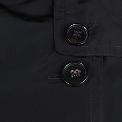 Pre Owned Burberry Brit Black Double Breasted Belted Balmoral Short Trench Jacket S