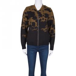 Pre Owned جاكت بربري بريت صوف سحاب أمامي نمط رش أسود وبني L