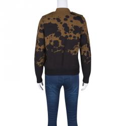 Pre Owned جاكت بربري بريت صوف سحاب أمامي نمط رش أسود وبني L