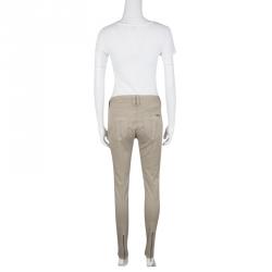 Pre Owned Burberry Brit Khaki Brown Stretch Cotton Zip Detail Foxton Skinny Jeans M