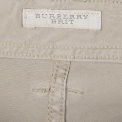 Pre Owned Burberry Brit Khaki Brown Stretch Cotton Zip Detail Foxton Skinny Jeans M