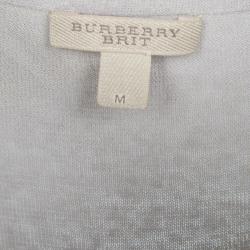 Pre Owned Burberry Brit Grey and Mustard Yellow Checked Knit Top M