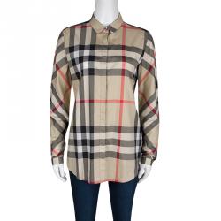 Pre Owned Burberry Brit Beige Cotton Novacheck Long Sleeve Button Front Shirt M