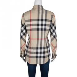 Pre Owned Burberry Brit Beige Cotton Novacheck Long Sleeve Button Front Shirt M