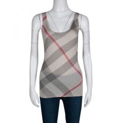 مملوكة مسبقًا Burberry Brit Beige Nova Check Wool Cashmere Tank Top XS