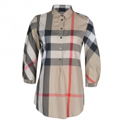 Burberry Brit Beige Nova Check Cotton Tunic Shirt XS Burberry