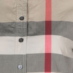 Pre Owned قميص بربري بريت قطن بيج كاروهات نوفا بنصف صف أزرار S