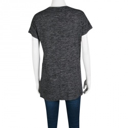 Pre Owned Burberry Brit Grey Contrast Frayed Trim Short Sleeve Top S