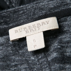 Pre Owned Burberry Brit Grey Contrast Frayed Trim Short Sleeve Top S